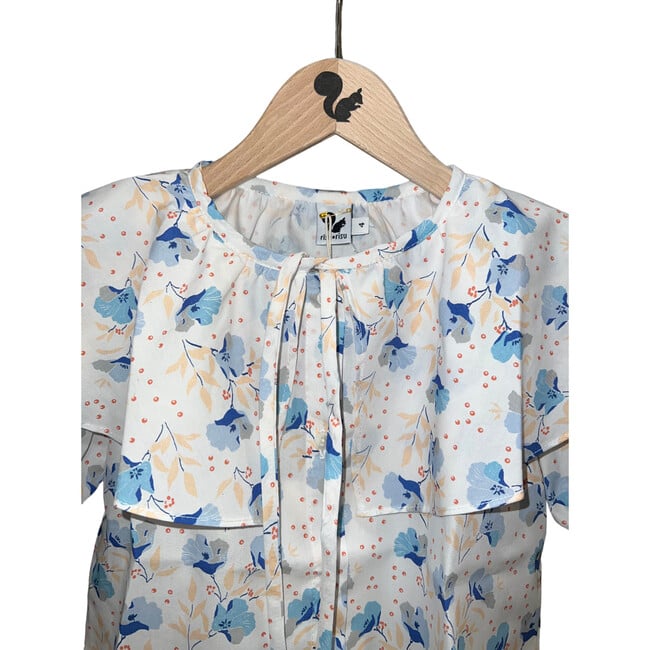 Nymphea Print Tie-Bow Wide Collar Blouse, Bubble - Blouses - 3