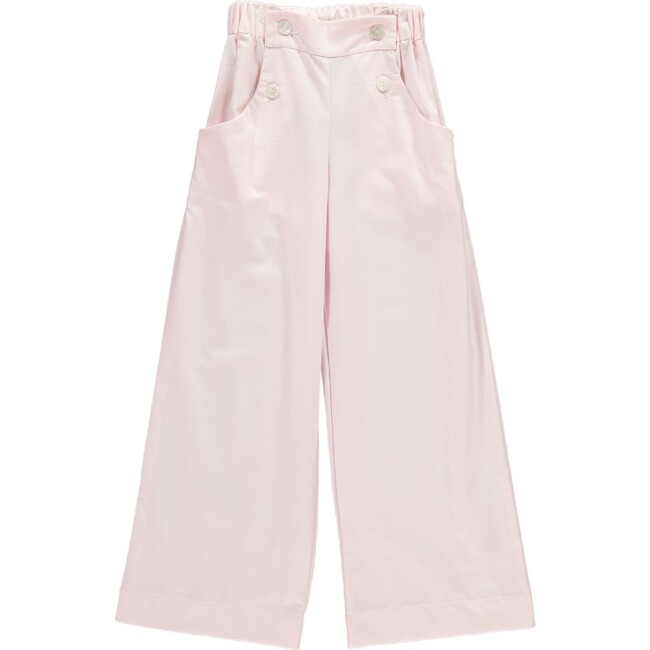 Luco Canvas Pearl Button Pants, Pink Baby