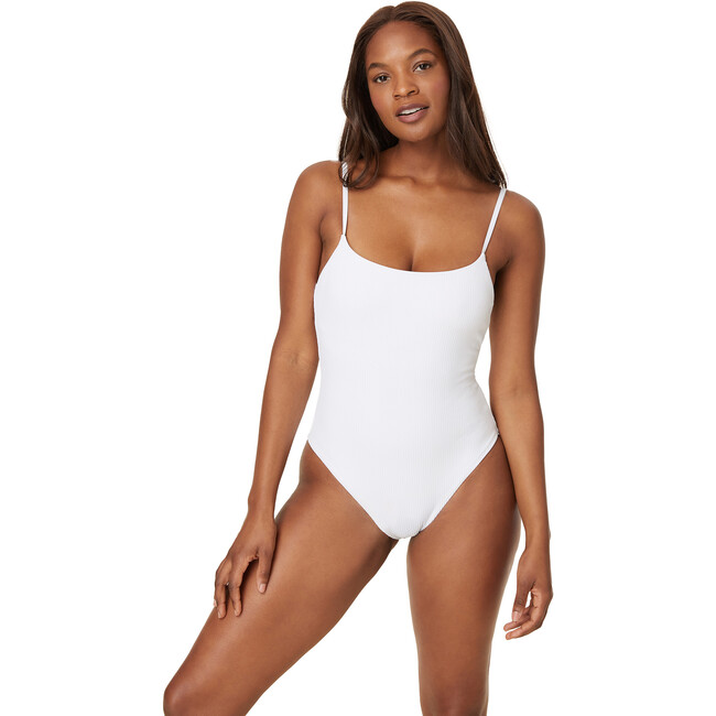 The Jetties One Piece Long Torso, White Ribbed