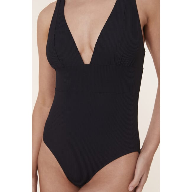 The Mykonos One Piece Long Torso, Black Ribbed - One Pieces - 3