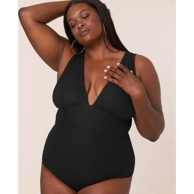 The Mykonos One Piece Long Torso, Black Ribbed - One Pieces - 5