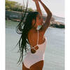 The Jetties One Piece Long Torso, White Ribbed - One Pieces - 4