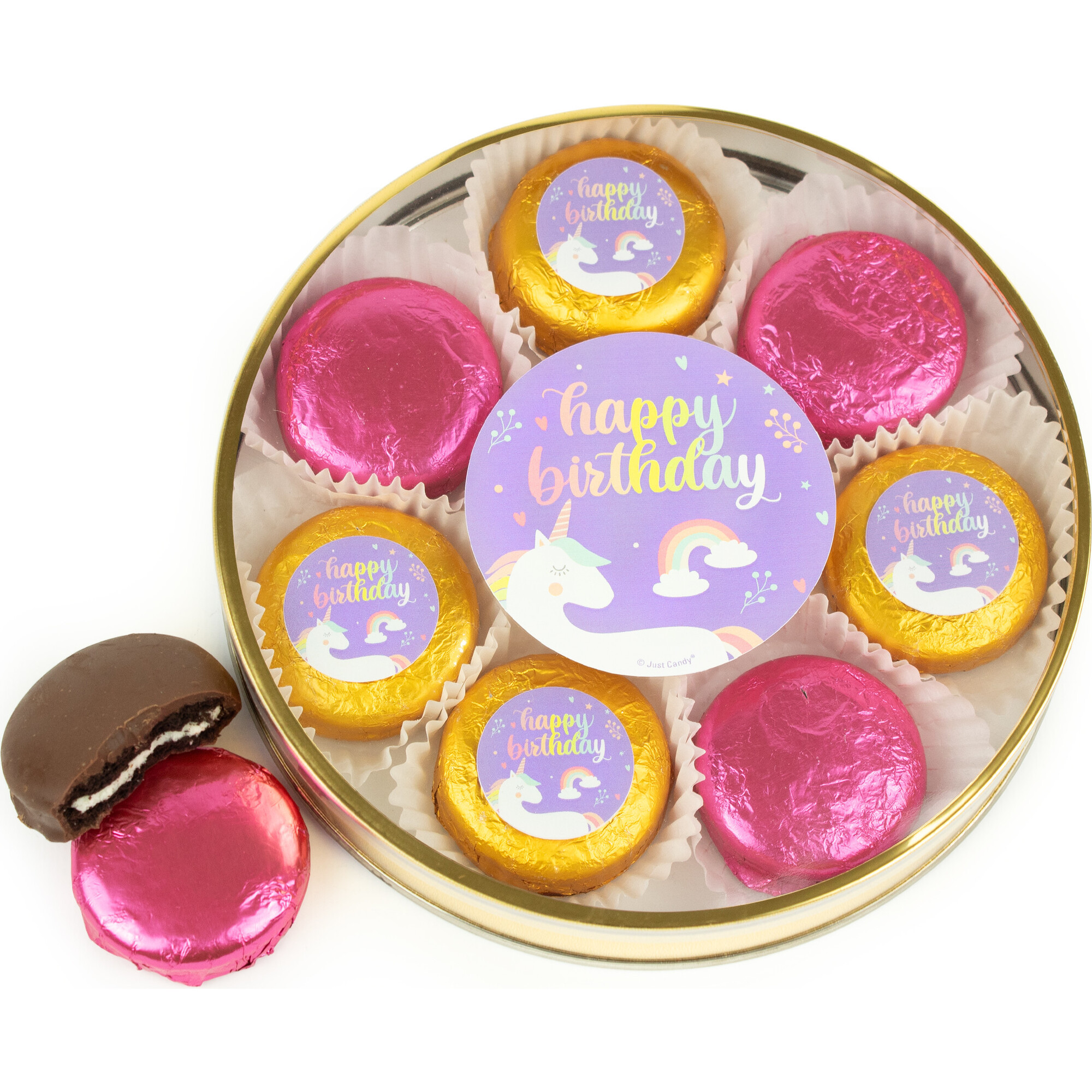 Happy Birthday Unicorn Wrapped Chocolate Covered Oreo Tin - Other Accessories - 1