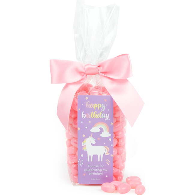 Happy Birthday Unicorn Party Favor Bag & Bow with Jelly Beans, Set of 6