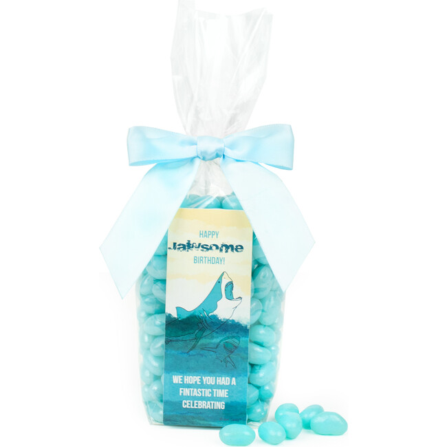 Happy Birthday Shark Party Favor Bag & Bow with Jelly Beans, Set of 6