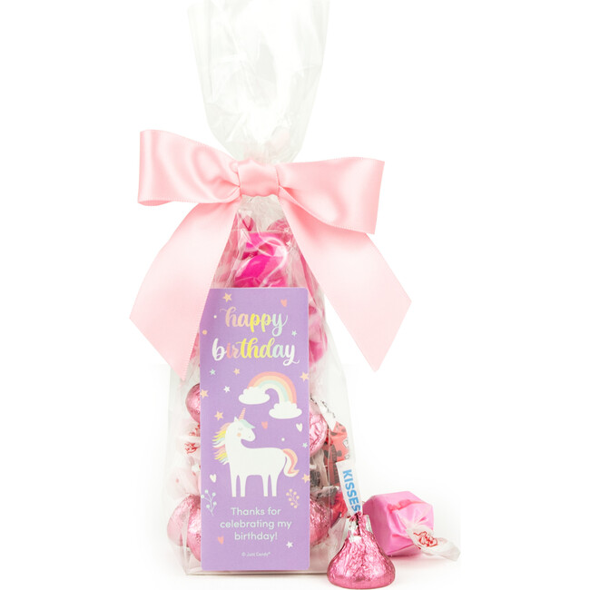 Happy Birthday Unicorn Party Favor Bag & Bow with Assorted Candy, Set of 6