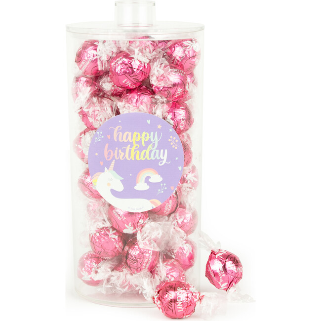 Happy Birthday Unicorn with Lindor truffles by Lindt in a Canister