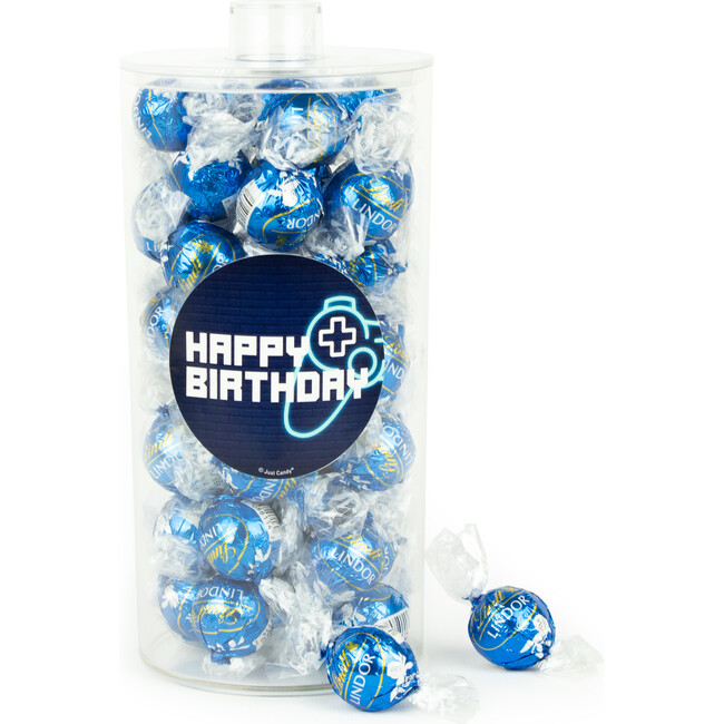Happy Birthday Level Up with Lindor truffles by Lindt in a Canister