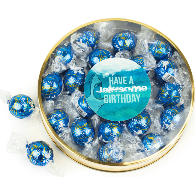 Happy Birthday Shark with Lindor truffles by Lindt in a Tin