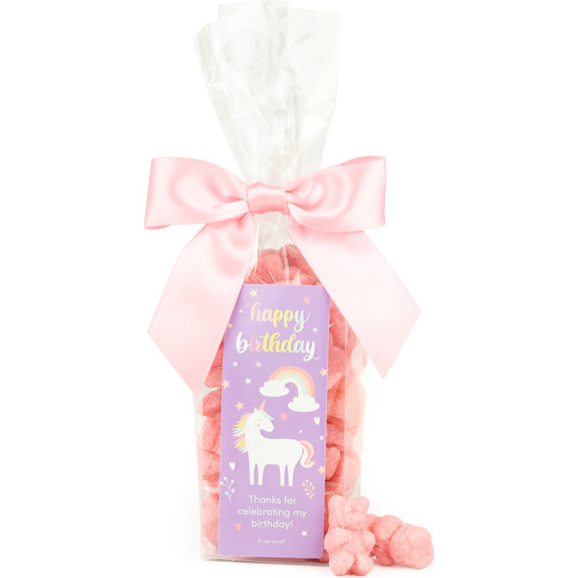 Happy Birthday Unicorn Party Favor Bag & Bow with Gummy Bears, Set of 6