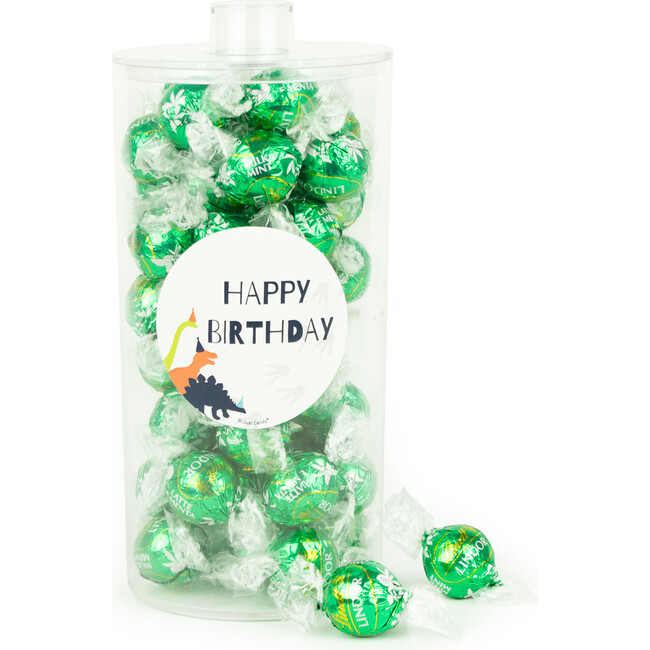 Happy Birthday Dinosaur with Lindor truffles by Lindt in a Canister