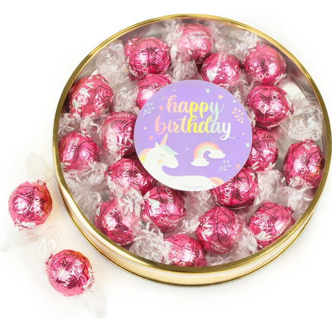 Happy Birthday Unicorn with Lindor truffles by Lindt in a Tin