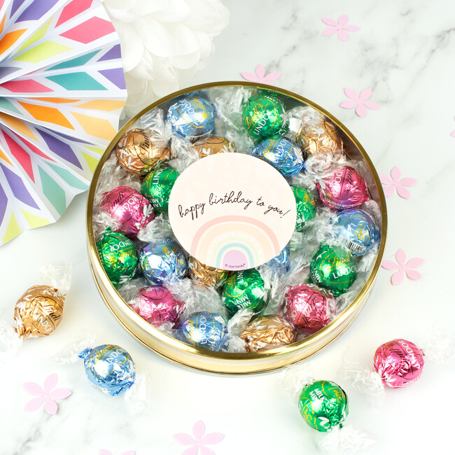 Happy Birthday Rainbow with Lindor truffles by Lindt in a Tin - Other Accessories - 2