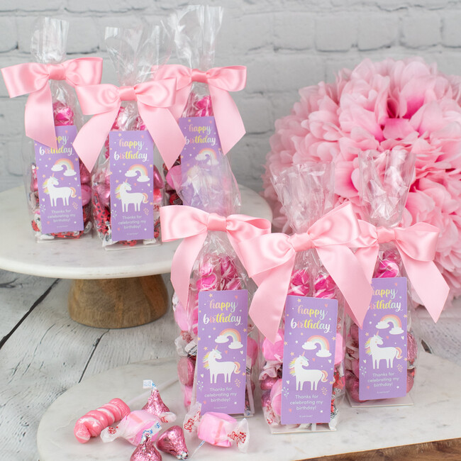 Happy Birthday Unicorn Party Favor Bag & Bow with Assorted Candy, Set of 6 - Favors - 2