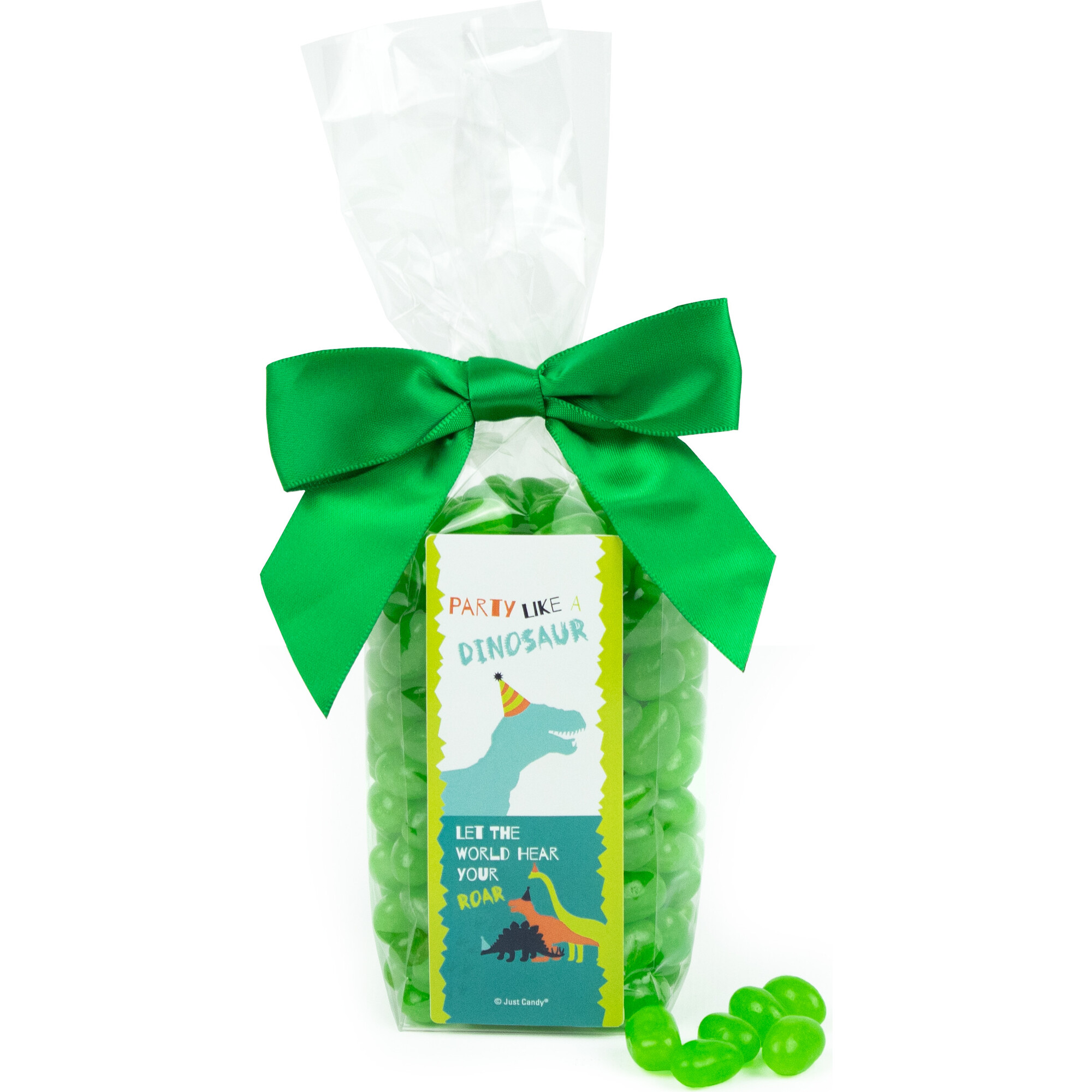 Happy Birthday Dinosaur Party Favor Bag & Bow with Jelly Beans, Set of 6 - Favors - 1