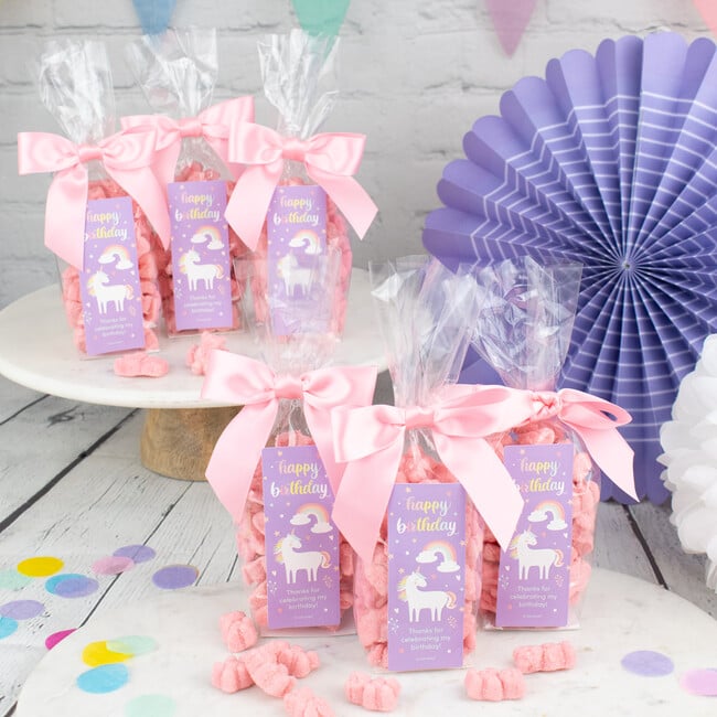 Happy Birthday Unicorn Party Favor Bag & Bow with Gummy Bears, Set of 6 - Favors - 2