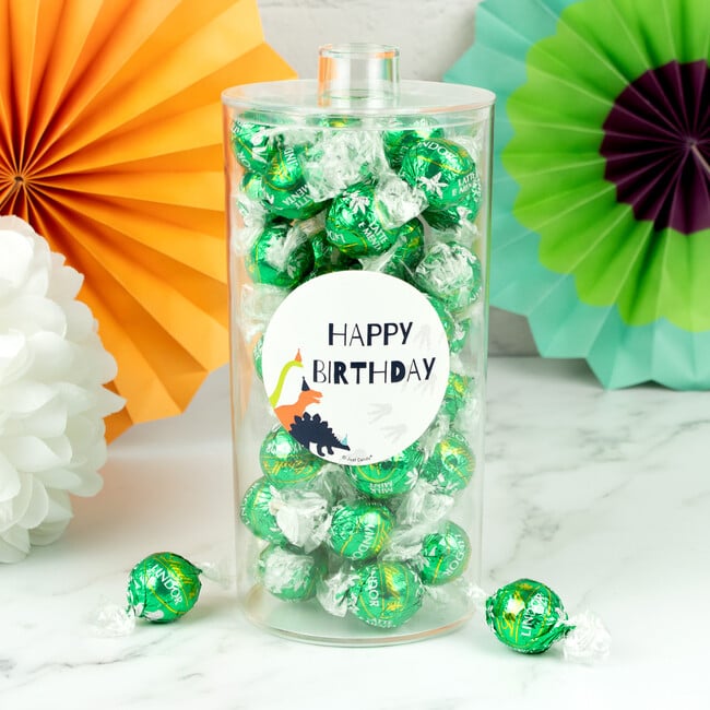 Happy Birthday Dinosaur with Lindor truffles by Lindt in a Canister - Other Accessories - 2