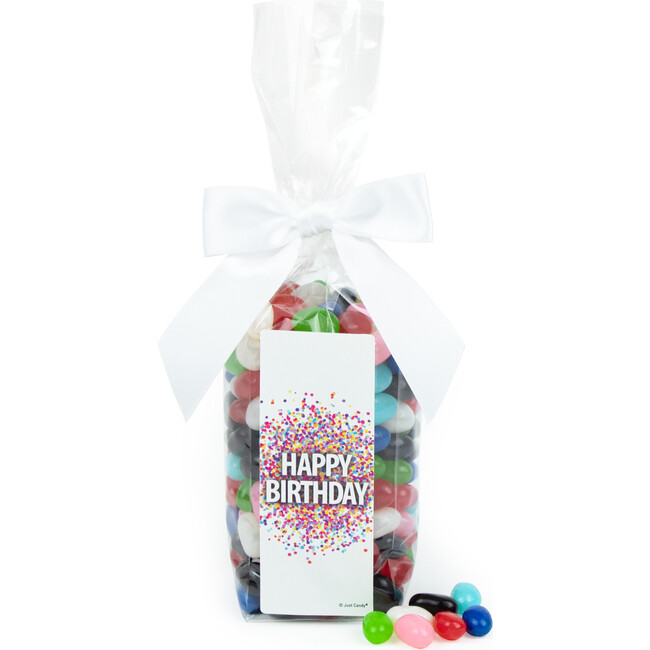 Happy Birthday Confetti Party Favor Bag & Bow With Jelly Beans, Set of 6