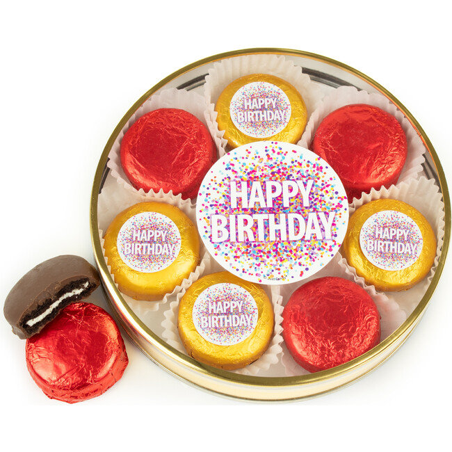 Happy Birthday Confetti Wrapped Chocolate Covered Oreo Tin
