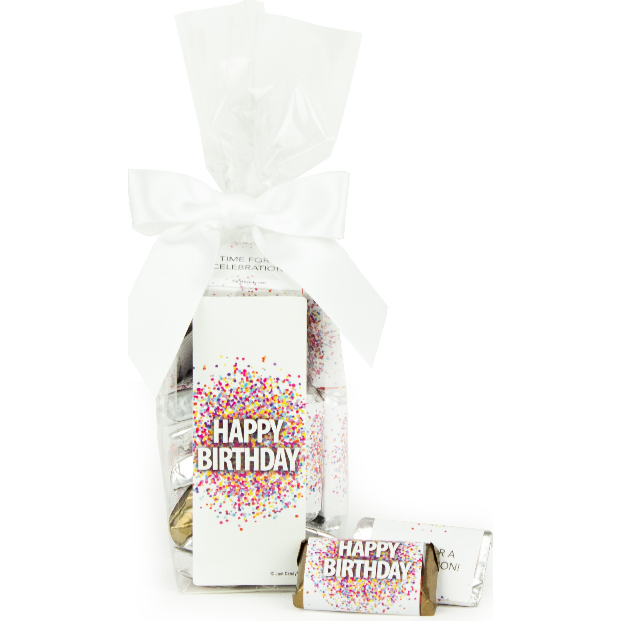 Happy Birthday Confetti Party Favor Bag & Bow With Wrapped Hershey's Miniatures, Set of 6 - Favors - 1