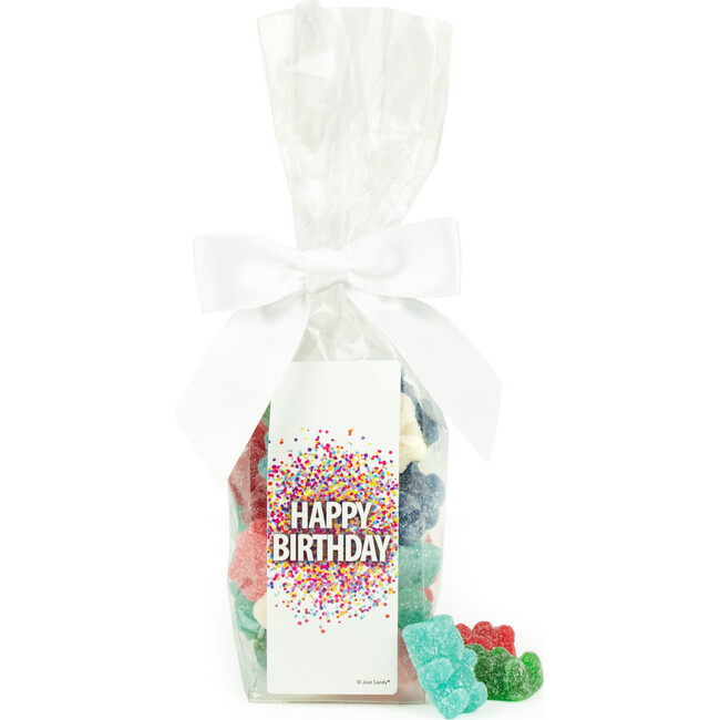 Happy Birthday Confetti Party Favor Bag & Bow With Gummy Bears, Set of 6