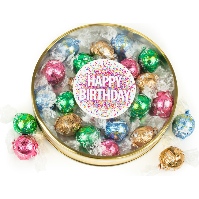 Happy Birthday Confetti with Lindor truffles by Lindt in a Tin