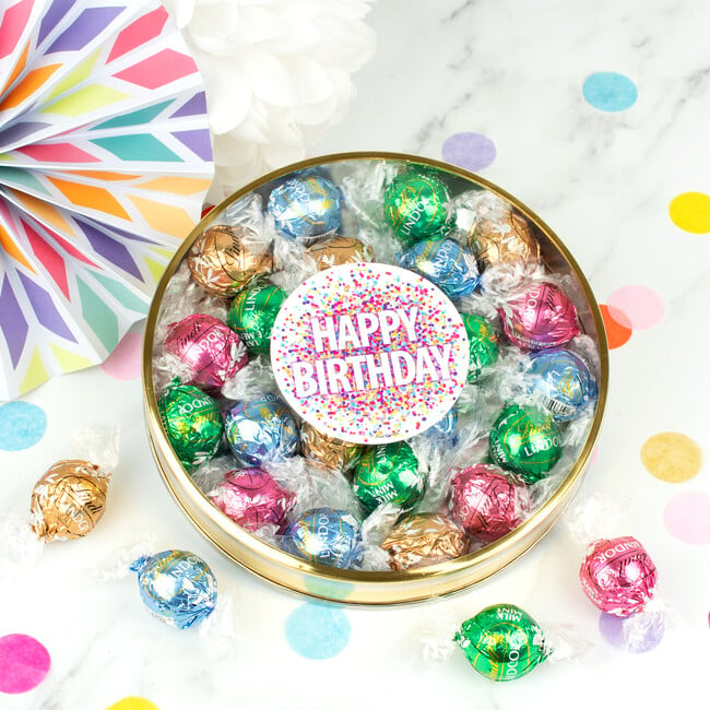 Happy Birthday Confetti with Lindor truffles by Lindt in a Tin - Other Accessories - 2