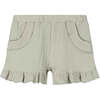 Lyra Elastic Waist Frill Trim Shorts, Grey - Shorts - 1 - thumbnail