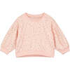 Terri Polka Dotted Long Gathered Sleeve Sweater, Pink - Sweatshirts - 1 - thumbnail