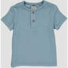 Kytto Half Sleeve Henley Tee, Blue - T-Shirts - 1 - thumbnail