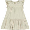 Gracie Ruffle Sleeve Round Neck Dress, Cream - Dresses - 1 - thumbnail