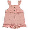 Freya Polka Dotted Frill Shoulder Strap Romper, Pink - Rompers - 1 - thumbnail