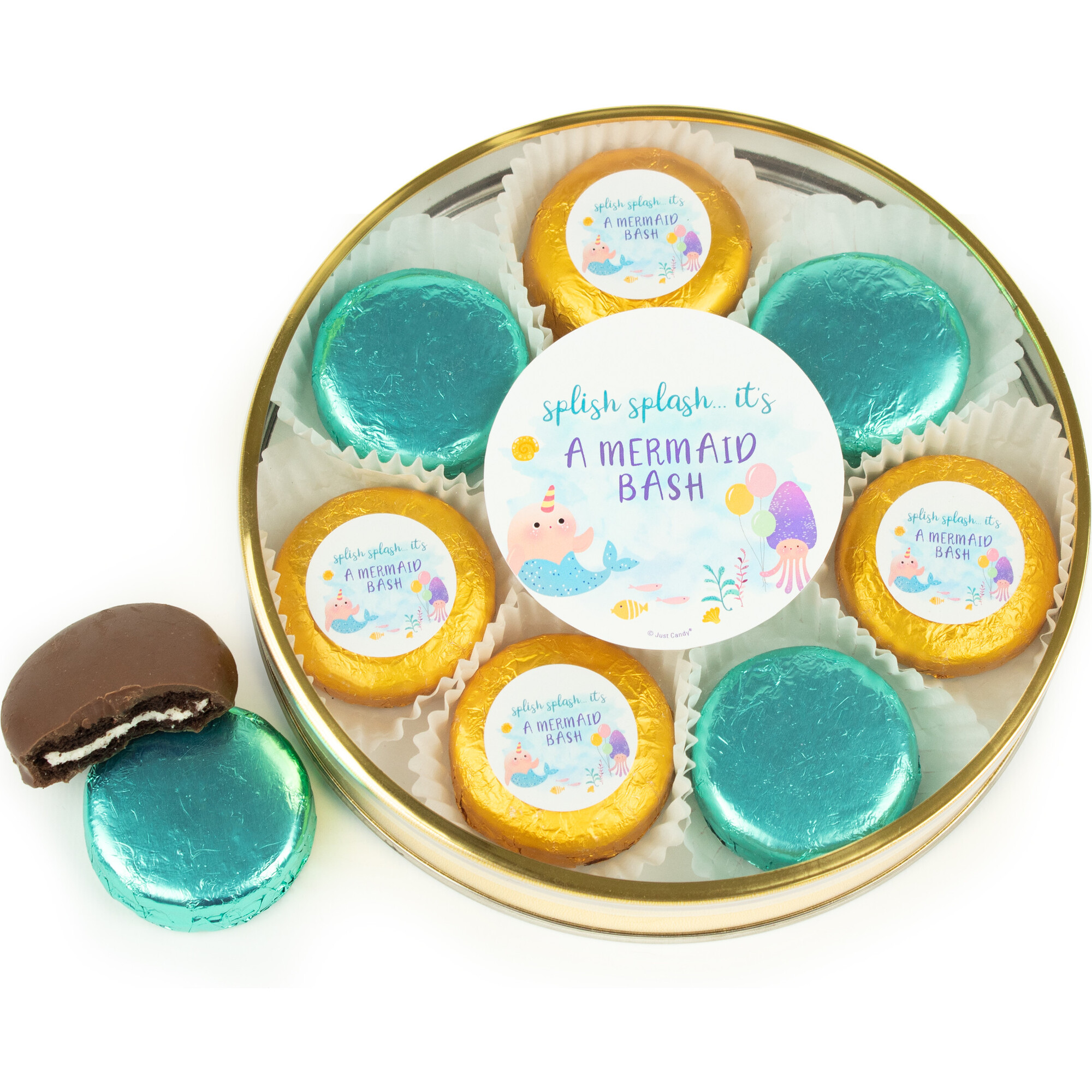 Happy Birthday Mermaid Wrapped Chocolate Covered Oreo Tin - Other Accessories - 1
