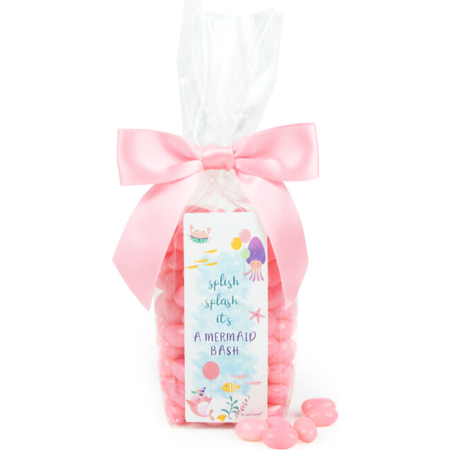 Happy Birthday Mermaid Party Favor Bag & Bow with Jelly Beans, Set of 6