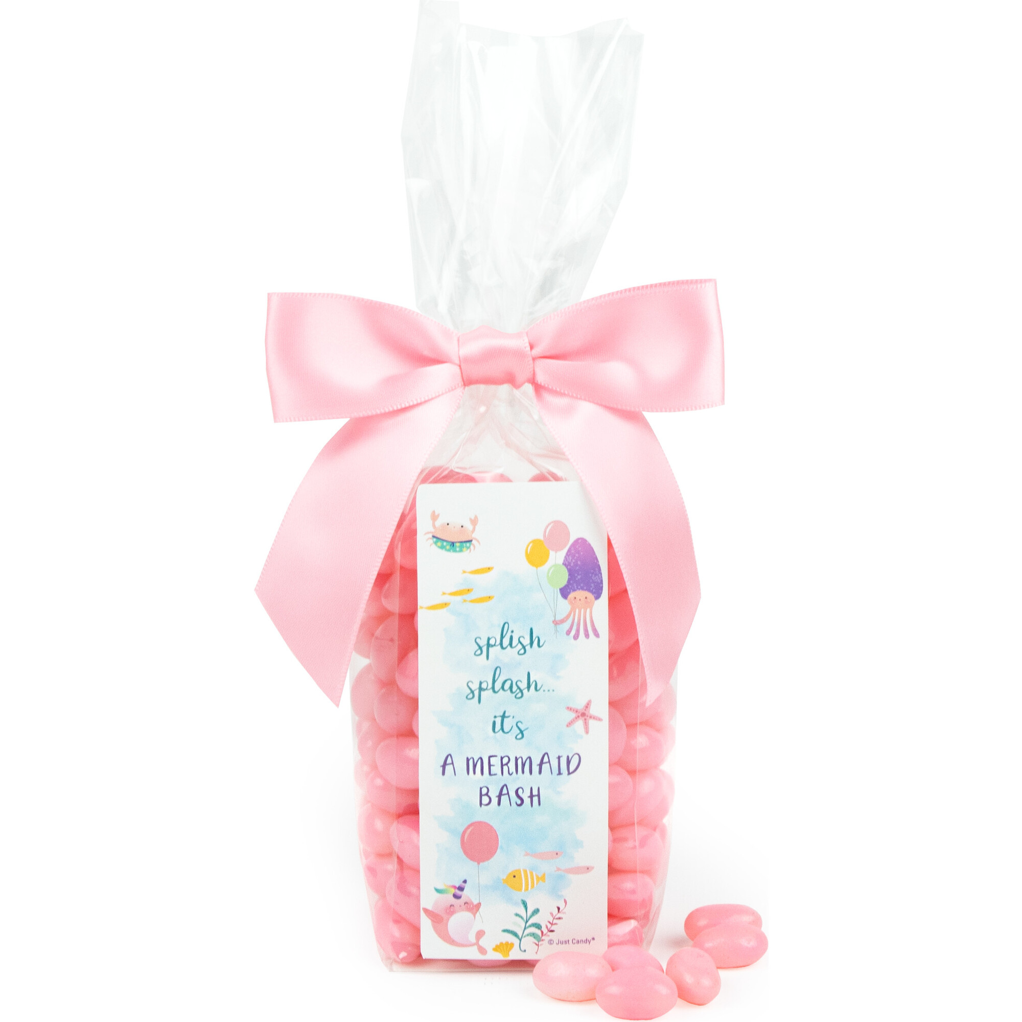 Happy Birthday Mermaid Party Favor Bag & Bow with Jelly Beans, Set of 6 - Favors - 1
