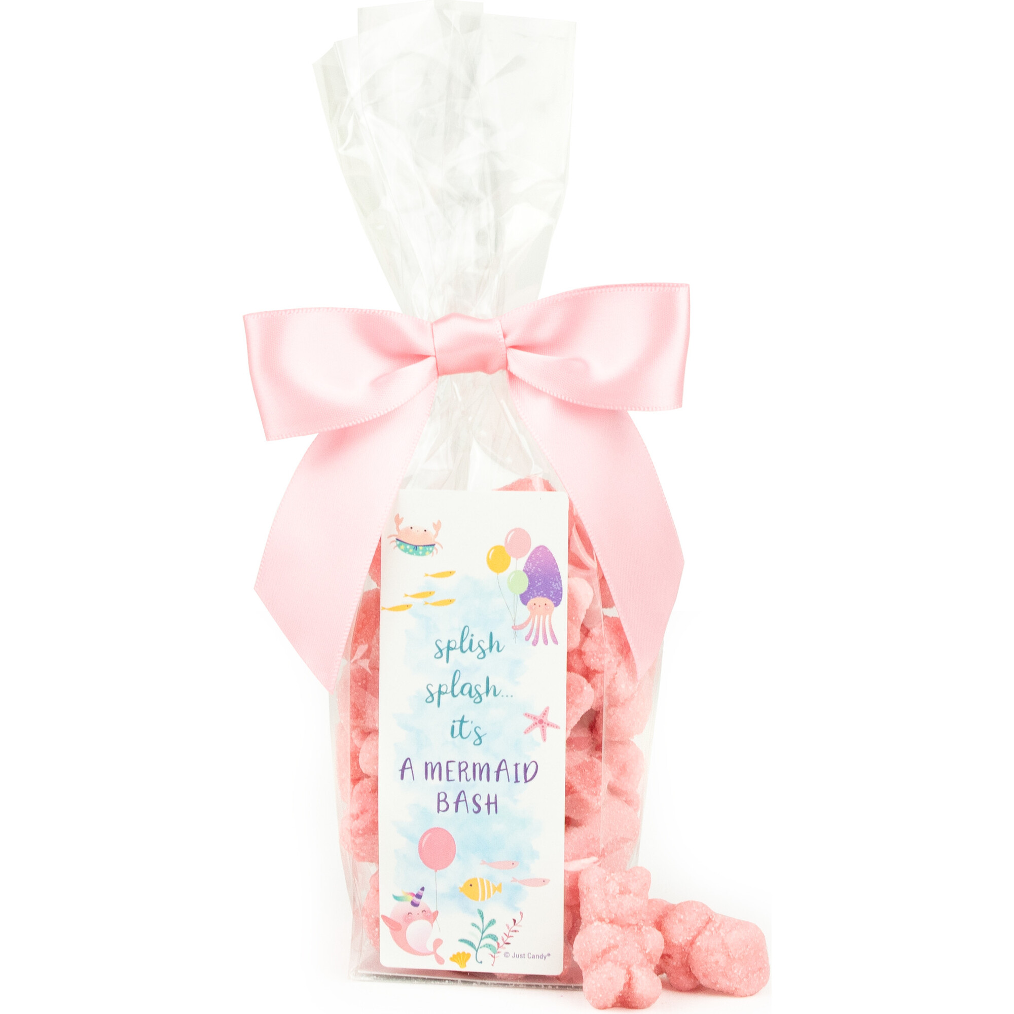Happy Birthday Mermaid Party Favor Bag & Bow with Gummy Bears, Set of 6 - Favors - 1