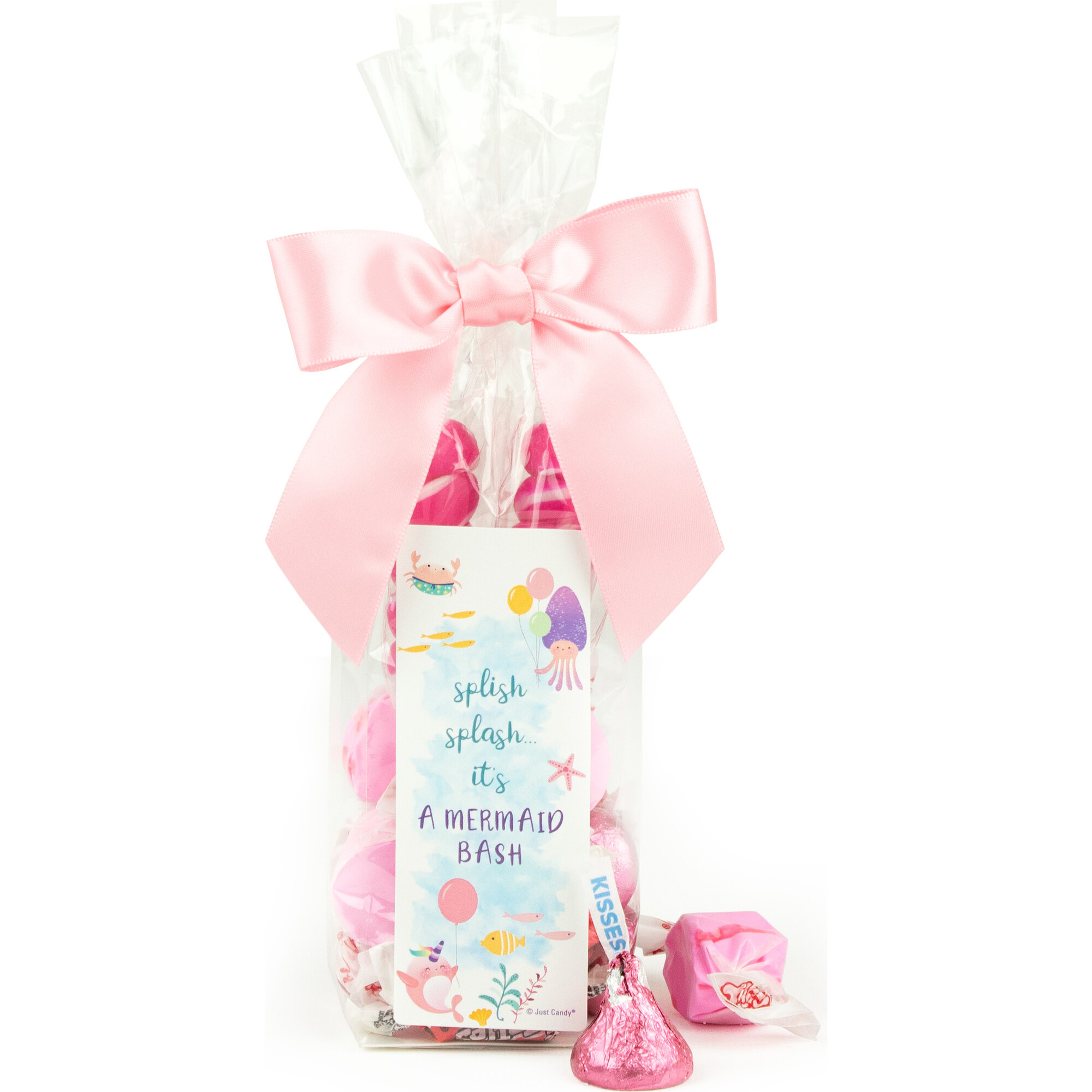 Happy Birthday Mermaid Party Favor Bag & Bow with Assorted Candy, Set of 6 - Favors - 1