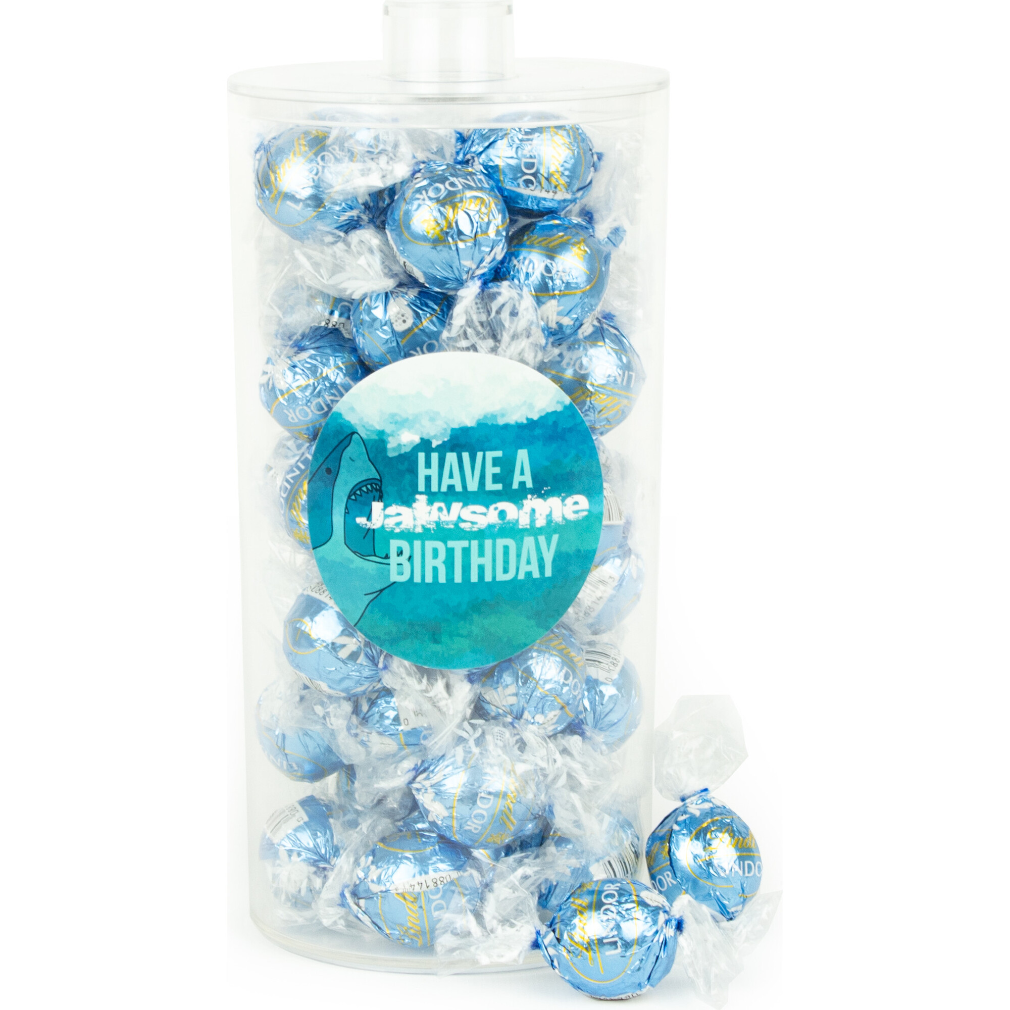 Happy Birthday Shark with Lindor truffles by Lindt in a Canister - Other Accessories - 1