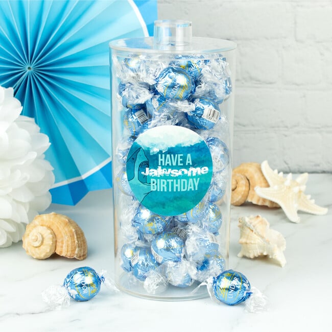 Happy Birthday Shark with Lindor truffles by Lindt in a Canister - Other Accessories - 2