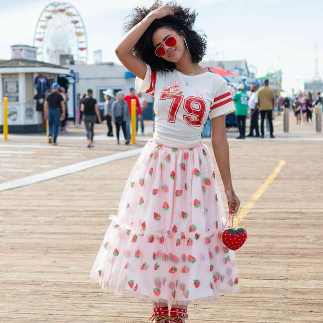 Women's Strawberry Shortcake Premium Sequin Skirt, Pink