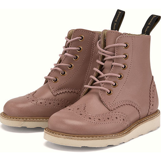 Sidney Brogue Boot, Rose Leather