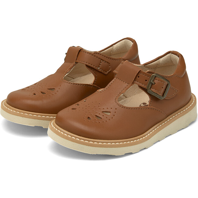 Rosie Vegan T-Bar Shoe, Chestnut Brown Leather