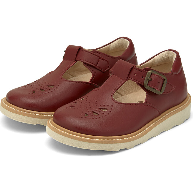 Rosie Vegan T-Bar Shoe, Cherry Leather