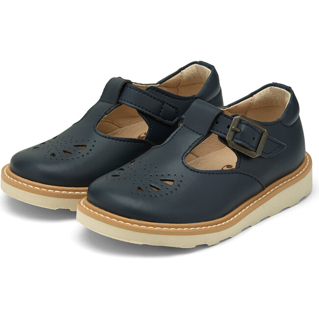 Rosie Vegan T-Bar Shoe, Navy Leather