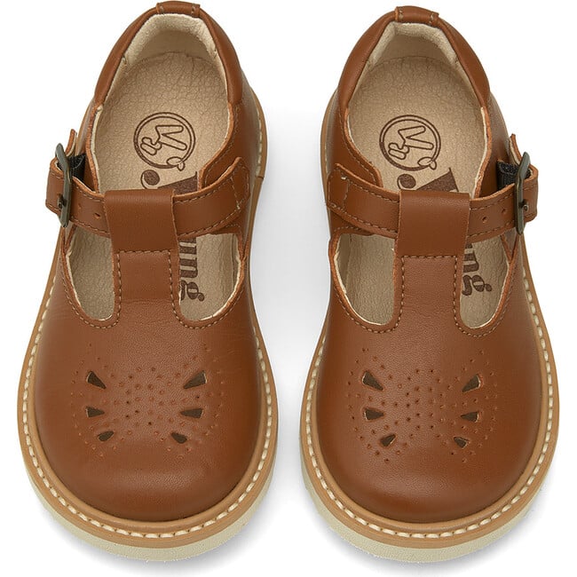 Rosie Vegan T-Bar Shoe, Chestnut Brown Leather - T-Straps - 3