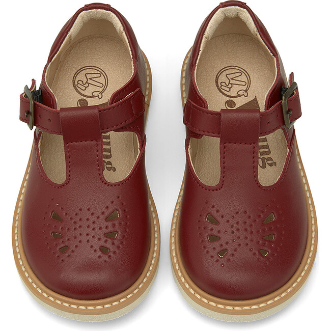 Rosie Vegan T-Bar Shoe, Cherry Leather - T-Straps - 3