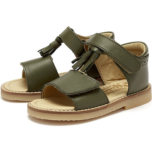 Flo Tassel Sandal, Olive Leather