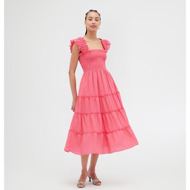 Women's Ellie Tonal Seersucker Ruffle Shoulder Tiered Nap Dress, Watermelon - Dresses - 2