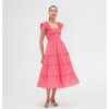 Women's Ellie Tonal Seersucker Ruffle Shoulder Tiered Nap Dress, Watermelon - Dresses - 2