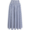 Women's Delphine Striped Smocked Waist Midi Nap Skirt, Navy - Skirts - 1 - thumbnail